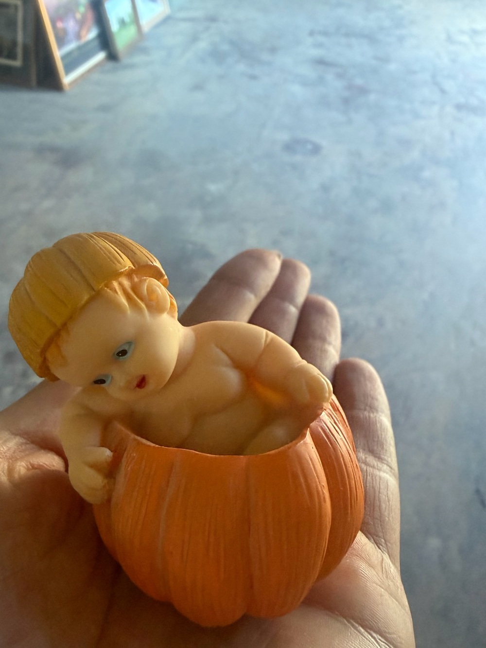 Vintage Baby Bath decor Orange Pumpkin Soothing Rattle
